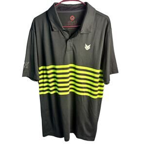 Atlas Premier Golf Polo Shirt Black Neon Stripe Performance Men’s Large